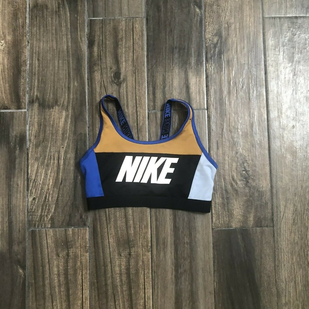 nike black indy distort sports bra size small Gold Brown Black Spell Out Blue